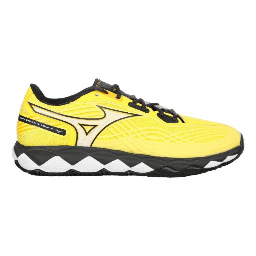 Baskets Mizuno Wave Enforce Tour 2 Padel Jaune Noir  Offre - Pas cher